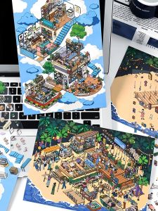 Large Hawaiian Music Festival Scenery Stickers