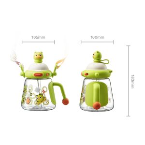 Bc Babycare 500mL Tritan Dinosaur Straw Childrens Water Cup High Beauty Summer Portable Male and Female Water Bottles Dual Drinking School Water Cup