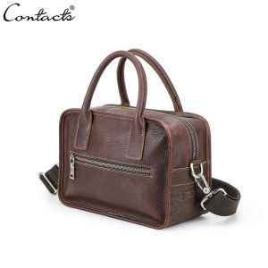 Liên hệ của da thật túi xách cho nam và nữ Túi đeo chéo nhiều dây kéo pochekt thiết kế cho nam giới và phụ nữ phù hợp với 8.3 iPad tổ chức Túi