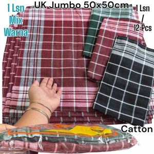 1 LUSIN / 12 PCS SERBET WARNA TEBAL UK 50x50CM SERBET DAPUR LUSINAN SEMI KATUN TEBAL JUMBO WARNA RANDOM