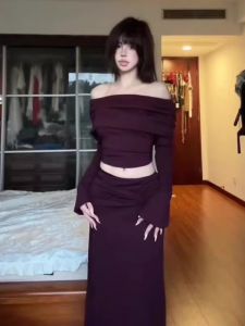 CHANGTONG | Elegant One-shoulder Top and Pencil Skirt Set