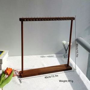 Wall-Mounted Necklaces Earrings Storage Rack Display Stand Jewelry Holder Bamboo Wood Material Simple Vintage Style Home Organization