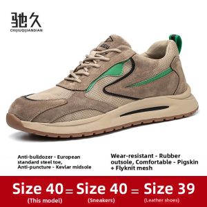 CHIJIU | Mens Anti-crush Anti-puncture Lightweight Soft Sole Steel Toe Safety Shoes