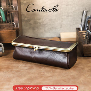 Liên hệ của bằng da chính hãng tự làm túi đựng bút chì người đàn ông/phụ nữ kiss-khóa bút chì cổ điển trường hợp văn phòng quà Tặng lưu trữ hộp đựng bút chì