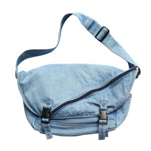 Large Capacity Denim Messenger Bag Mens Retro Japanese Style All-Matching Shoulder Messenger Bag Womens Ins New Canvas Bag Fashion