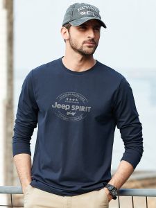 Áo Thun Nam Dài Tay Jeep Spirit Cho Mùa Thu Cotton Nguyên Chất Dáng Rộng Cổ Tròn Chống Nhăn Có Chữ Cái/nhiều/mẫu Văn Bản