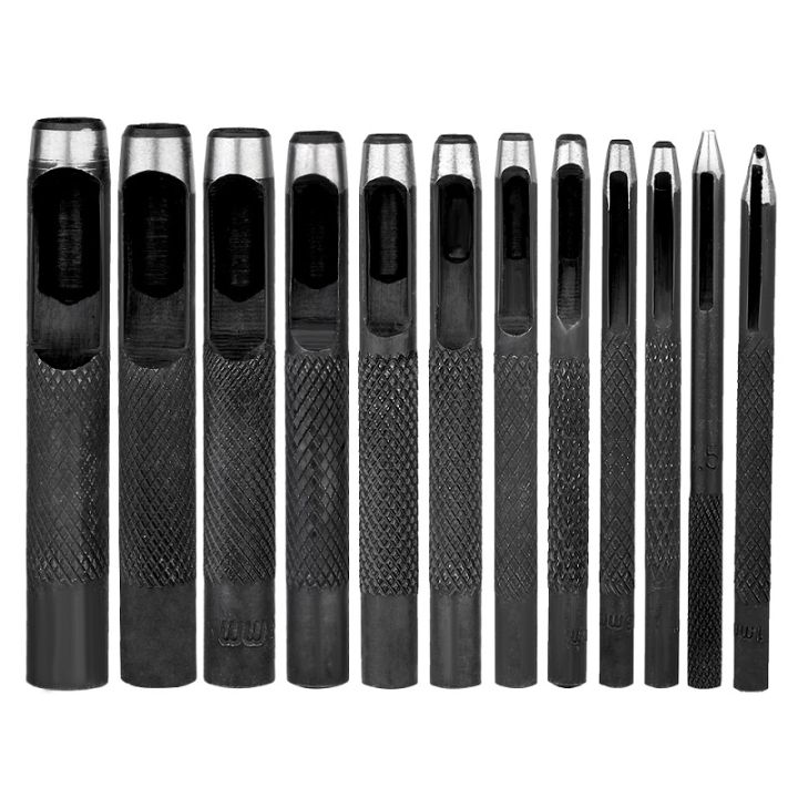 5/6/12Pcs Leather Craft Round Carbon Steel Shank Hollow Hole Punch for