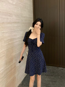 Váy Dài Chữ a Họa Tiết Hoa Cổ Vuông Cỡ Lớn Mùa Hè Cho Nữ Thanh Lịch Váy Dài Tay Ngắn Cạp Cao Dáng Chữ a