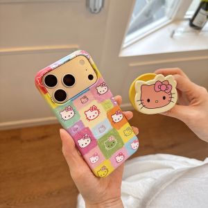 Sanrio | Fashion Cartoon Hello Kitty Pattern Magnetic Phone Case For iPhone 17 16 15 ProMax Cover With Stand For Magsafe Shockproof Cover