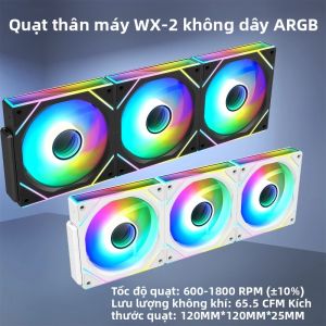 Quạt Làm Mát Khung Máy ICE Whale WX-2 ARGB 12CM Không Dây Ghép Nối 1800 Vòng/phút Làm Mát Bằng Không Khí 7 Cánh Với Giao Diện Nguồn 4PIN