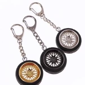 Fashion Wheel Hub Keychain Rubber Tires Zinc Alloy Wheels Car Wheels Pendant Key Chains for Car Enthusiast Gifts for Women Men