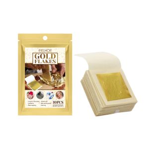 Eelhoe Imitation Gold Flakes Grade  Gold Leaf Flake Sheets Bulk Foil Paper For Nail Decor Face Decor DIY  Art Safety Decoration Non-edible