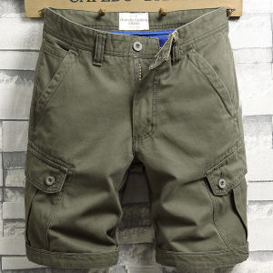 Summer Mens Loose Straight Leg Cotton Workwear Shorts Five-Quarter Casual Jeans Non-Stretch Youth Trendy Blue Denim Pants