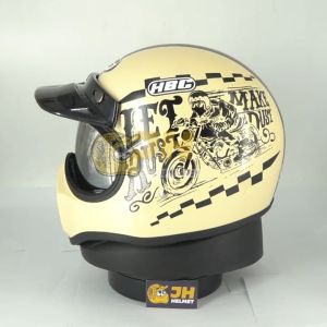 Helm Cakil HBC Rust Dust Cream Doff + FREE GOOGLE | Helm Retro | Full Face | Jual Helm