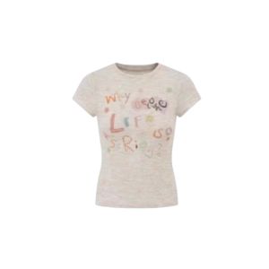 YUEZHONGWEI | American Retro Graffiti Letter Print Slim Fit Short Sleeve T-Shirt Women Summer Small Size Hot Girl Short Top Commute Style