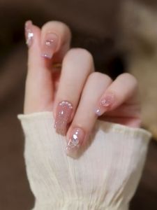Summer Sweet Girl Cherry Blossom Diamond in the Debris Finished Nail Beauty Handmade Custom Wear Armor Removable Bride Pregnant Women Waterproof