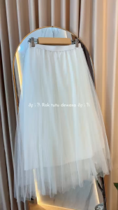 Delova Wardrobe - ROK TUTU MIDI POLOS 3 LAYER Cantik Wanita A-line Korean Style Lebar Kasual Tile Lembut Bridal Import Polos Dewasa Skirt