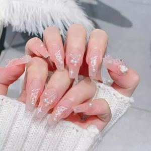 New Year Snake Year Limited Flash Powder Snake Butterfly Camellia White Enhancement Spring Festival Wearable False Nails