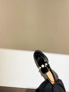 British Style Genuine Leather Thick Bottom Slip-On Loafers Womens Fashion Single Shoes Commute Pearls Spring Autumn New Model