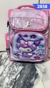 Tas Troli ransel 3 Roda Anak Sekolah  SD Perempuan Untuk Anak Cewek SD tabung lampu led 2858