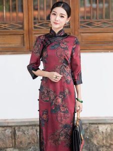 Chinese Classic Cheongsam Female Long Elegant Chinese Style Retro Old Shanghai High-End Elegance Lady Cheongsam Fall and Winter New Arrival