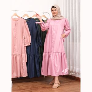 Tera Midi Dress by Alfaina | Gamis Midi Rempel Busui Friendly