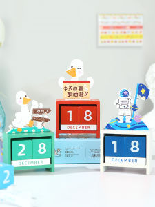 Cartoon Calendar Desk Decoration Practical Gift for Students And Children Office Computer Stationery Male Female Style Wood