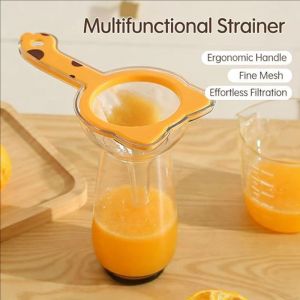 2 in 1 Funnel Filter with Handle / 120 Mesh Double-layer Juice Strainer / Multifunctional Food Grades Mesh Flour Sieve Soy Milk