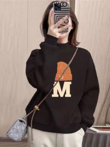 เสื้อสเวตเตอร์คอปกสูงบุขนแกะแบบหลวมๆ อบอุ่นสำหรับผู้หญิง ฤดูหนาว 2023 สไตล์เกาหลี เสื้อคลุมกันหนาวแบบสวมหัว