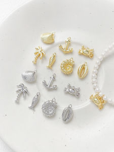 18K Gold Plated Sea Shell Coconut Tree Pendant DIY Handmade Jewelry Accessories