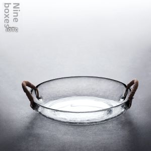 JOTO | Glass Fruit Dish Snack Tray Candy Dish Afternoon Tea Platter Woven Handbag Fruit Basket