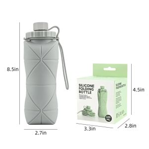 600ML Collapsible Silicone Water Bottle BPA Free Foldable Portable Leakproof Sports Cups Travel Camping Gym Cycling Drinkware