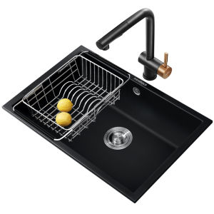 HIGOLD | Narrow Edge Large Single Basin Quartz Kitchen Sink Package