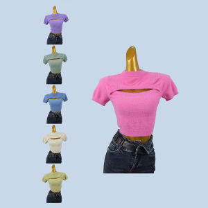 หวาน สไตล์แขนสั้น เสื้อสเวตเตอร์ถัก ปลอม ขนมิงค์ กํามะหยี่กลวงออกสั้น ดีไซน์ สูง ปกเสื้อ ฤดูใบไม้ผลิ ฤดูใบไม้ร่วง ผู้หญิง เสื้อท่อนบน