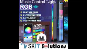 【SKIT SG】Rechargeable 32 Bit Music Rhythm Level Indicator Sound App Control Pickup Light RGB Colourful LED Lamp Atmosphere Ambient Voice Activated with Type-C Port Music Level Lights Led Music Rhythm Light Music Light Sound Control Led RGB Light Bar