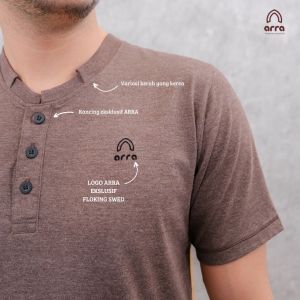 Baju T-shirt Simple Cowok Aktivitas Formal Kasual Azam Series Brown