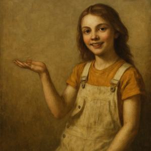 Tranh Nghệ thuật "Cô Bé Mặc Quần Yếm" VIETSMART ART - Acrylic 60 x 70cm