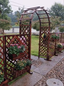 Arch Flower Rack Climbing Vine Antiseptic Wood Outdoor Courtyard Garden Decorative Gate Fence Fence Grid Outdoor Grape Rack
