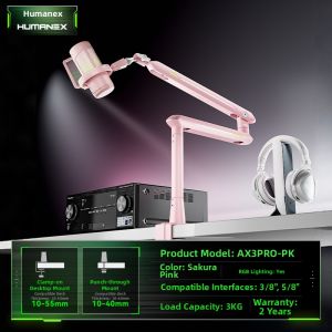 HumaneX | Pink Aluminum Suspended RGB Microphone Stand