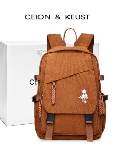 กระเป๋าเป้สะพายหลังผ้ากำมะหยี่ความจุขนาดใหญ่สำหรับทั้งชายและหญิง กระเป๋าสะพายข้างลายหมีปักลายสำหรับนักเรียน กระเป๋าสะพายข้างแบบสะพายข้าง