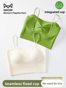 MiiOW | Ice Silk Strap Vest Womens Summer Thin Backless Base Layer With Chest Pad No Bra Required Tube Top Underwear MiiOW Cat Person