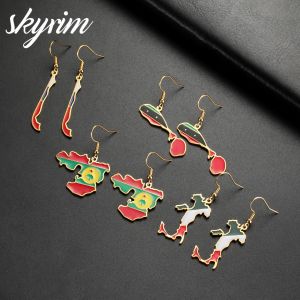 SKYRIM Stainless Steel Womens Earrings with Oil Drop Design National Map Pendant Earrings Jewelry New