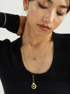 Glowing Agate and Mother of Pearl Necklace Detachable Pendant