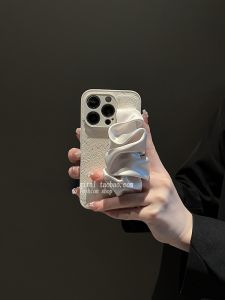 White Butterfly Strap Phone Case for Apple 15Promax Womens Full Cover Protective Shell Creative Simple Korean Style Silicone