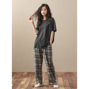me home wear | Chest Pad New Style Cotton Summer Couples Pajamas