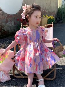 ชุดเดรสเจ้าหญิง Wander ชุดไทยเด็กผู้หญิง ชุดสีชมพูของเด็กผู้หญิง ลายการ์ตูนสีหวานน่ารัก ชุดไทย ลูกไม้แฟชั่น 2368