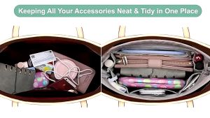 Purse Organizer Insert With Zipped Top For Tote Bag Handbag Shaper 13 Pockets