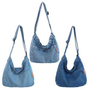【HOT】Women Denim Messenger Bag Large Capacity Vintage Tote Handbag Versatile Crossbody Sling Bag Soft Hobo Bag Commuting Bag