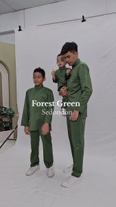 (Set Sedondon) Forest Green Baju Melayu Modern Slimfit