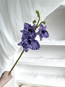 High-Quality Density Home Decor Purple Coffee Color Artificial Orchid Fake Flower Wedding Decoration Tabletop Display Props